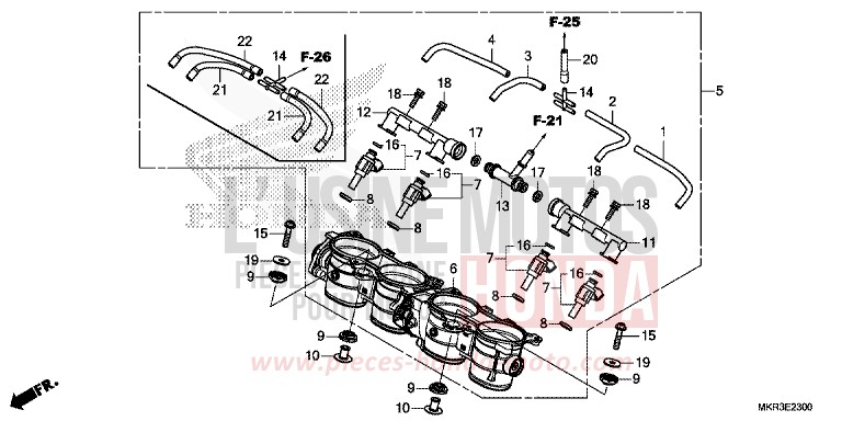 CORPS DE PAPILLON de CBR1000RR SP SP1 SP2 PEARL GLARE WHITE (NHB53) 2022